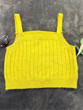 wild fable Yellow Ribbed Knit Cropped Tank Sz S